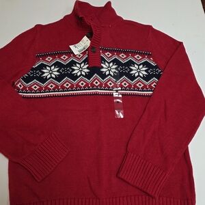 The Children's Place Festive Red and Navy Sweater Christmas Holiday Sz 7/8 Boys